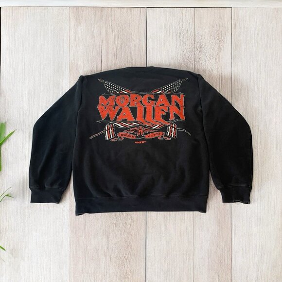 Morgan Wallen One Night at a Time World Tour 2024 Black Crewneck Adult SZ Small - Picture 1 of 8